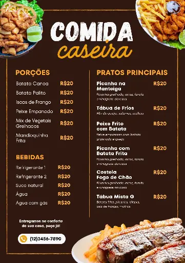 [Cardápio digital ou arte para cardápio impresso] Cardápio digital